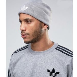 NWT Gray Adidas Originals Trefoil logo Cuff Beanie Hat